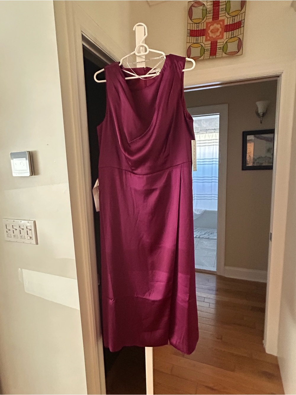 Kay Unger Size 18 NWT Elegant Sleeveless Cowl Neck Dress in Plum